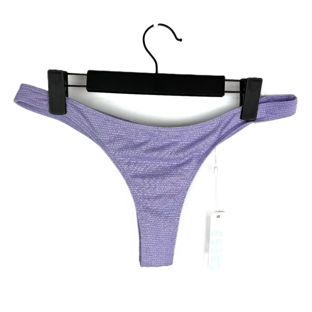 NWT‎ Frankies Bikinis Olivia Cheeky Bottom Sparkle Lilac Purple Large